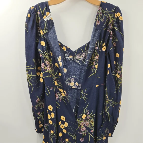 Reformation Wallflower Dress Navy Floral Long Sleeve - Picture 14 of 16
